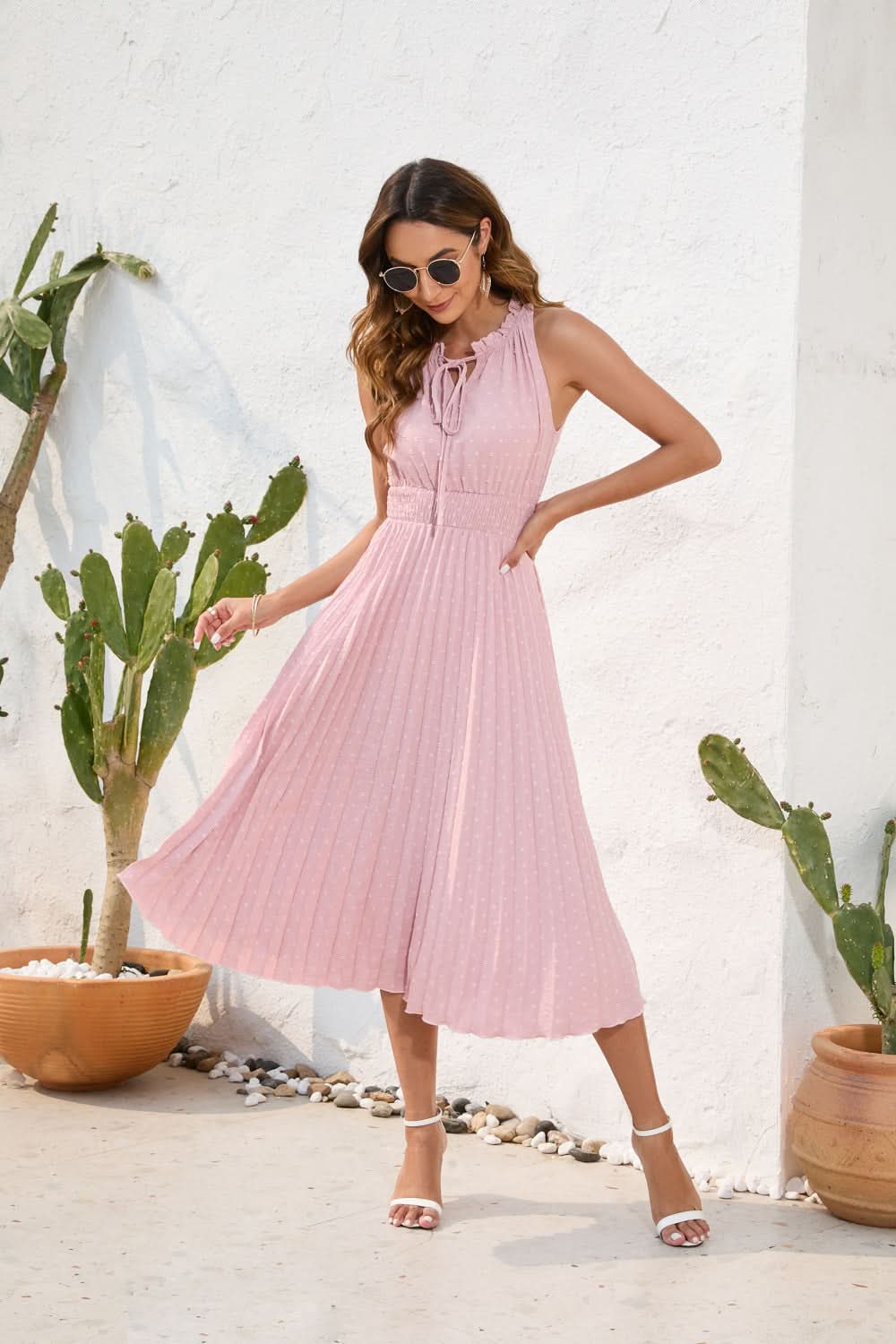 Pleated Halter Neck Dress
