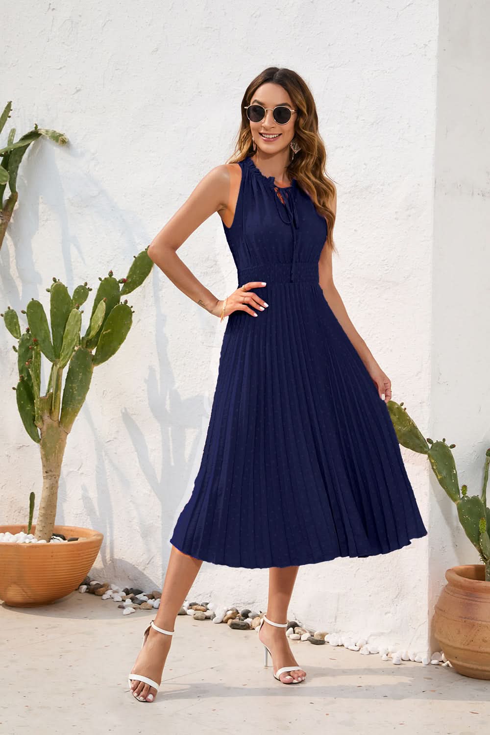 Pleated Halter Neck Dress