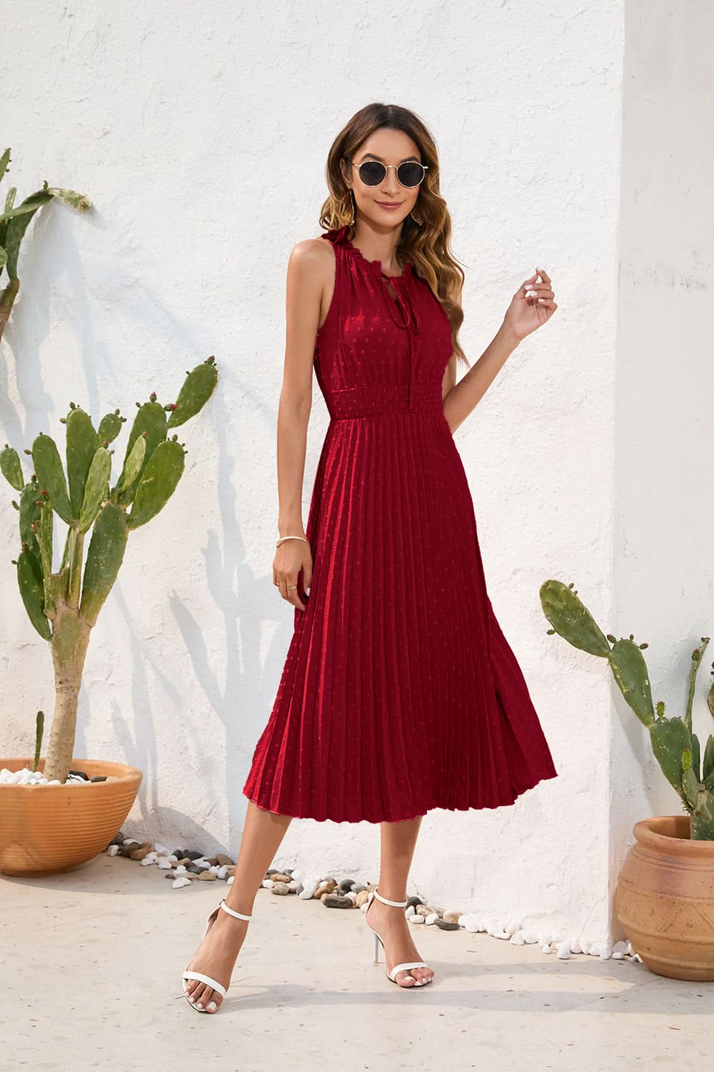 Pleated Halter Neck Dress