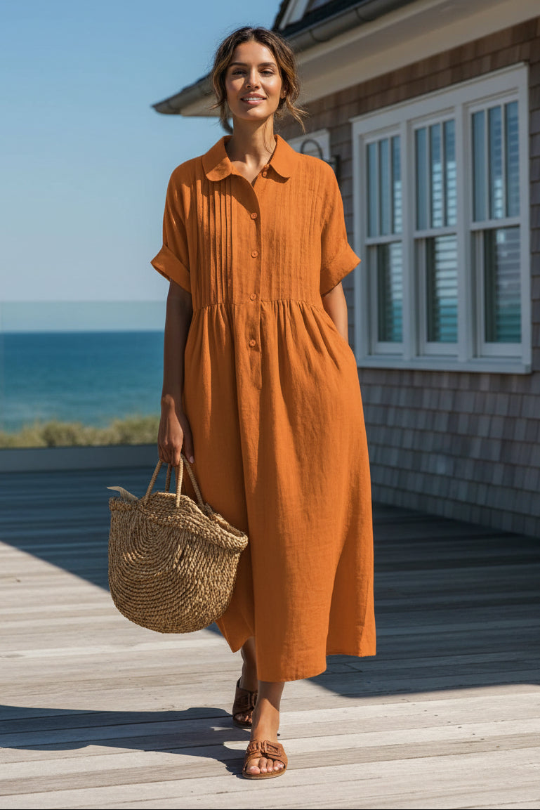 Button-Down Midi Shirt Dress