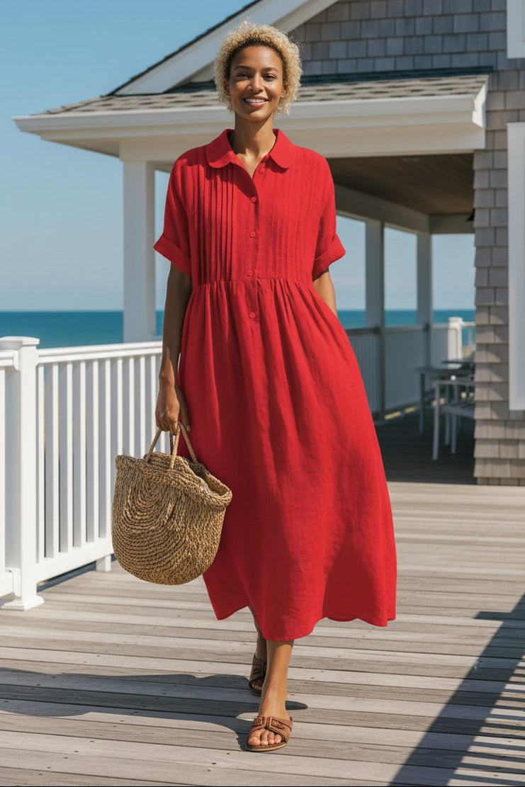 Button-Down Midi Shirt Dress